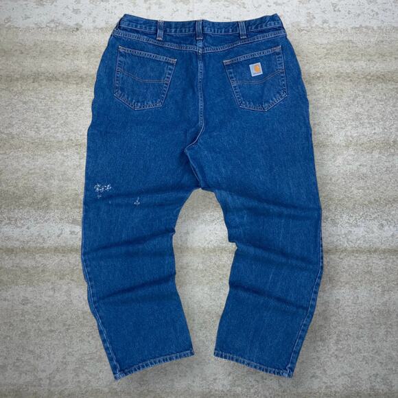 Carhartt Other - Vintage 90s Carhartt Jeans 38x30 Relaxed Dark Wash Work Wear Denim White Logo